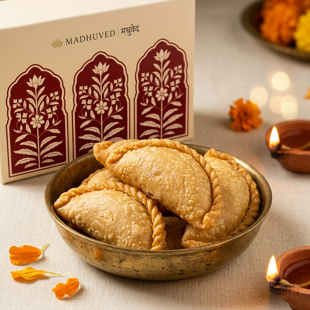 AI-generated Pure Ghee Karanji detail