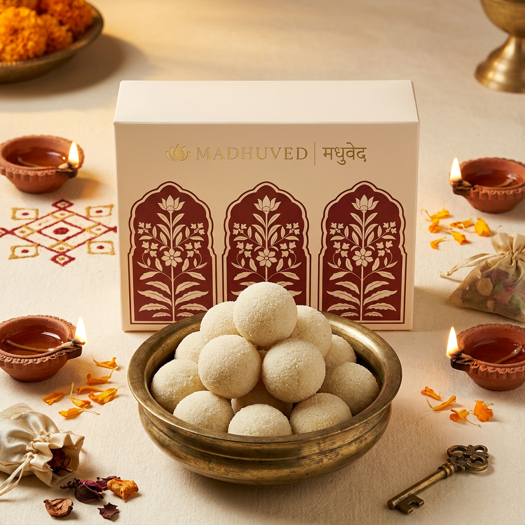 AI-generated Rava Ladoo overhead view