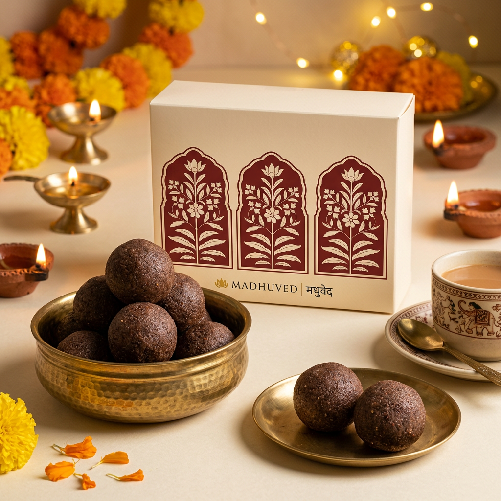 AI-generated Ragi Ladoo tea-time setting