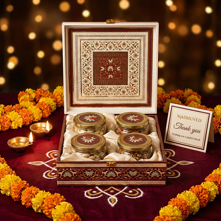 Madhuved Diwali hamper with branded thank-you card